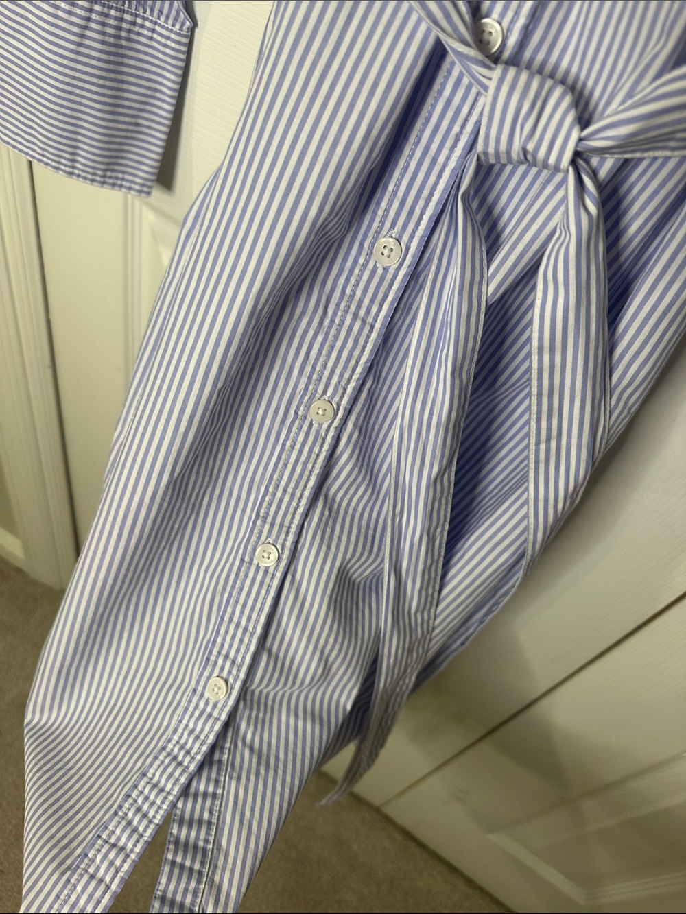Tommy Hilfiger Blue & White Striped Shirt Dress with Tie Belt | Medium - Picture 8 of 9